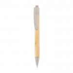 Penna biro con corpo in bambù e clip in PP e grano color naturale prima vista