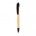 Penna biro con corpo in bambù e clip in PP e grano color nero prima vista