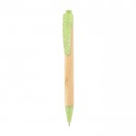 Penna biro con corpo in bambù e clip in PP e grano color verde prima vista