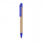 Penna biro con corpo in cartone e dettagli colorati color blu prima vista