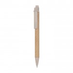 Penna biro con corpo in cartone e dettagli colorati color naturale prima vista