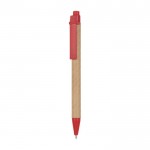 Penna biro con corpo in cartone e dettagli colorati color rosso prima vista