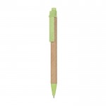 Penna biro con corpo in cartone e dettagli colorati color verde seconda vista