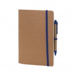 Quaderni con copertina in cartone e penna color blu
