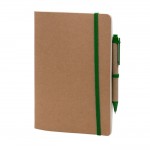 Quaderni con copertina in cartone e penna color verde