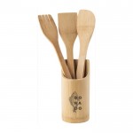 Forchettone, cucchiaio e paletta di legno color naturale sesta vista