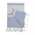 Pareo asciugamano in cotone riciclato color blu prima vista