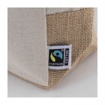 Pochette in cotone Fairtrade 220g/m² con dettagli in iuta 330g/m² color naturale quinta vista
