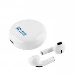 Cuffiette wireless con connessione Bluetooth 5.0 da 30 mAh color bianco vista area di stampa