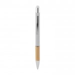Penna touch in alluminio GSR con finitura in gomma e bambù color bianco terza vista