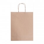 Shopper in carta kraft FSC 120g/m² con manici corti arricciati color beige seconda vista
