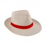 Cappello di carta naturale con nastro rosso personalizzabile
