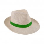 Cappello di carta naturale con nastro verdo personalizzabile