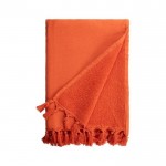 Asciugamano con nappine in cotone e poliestere da 320 g/m² color arancione seconda vista
