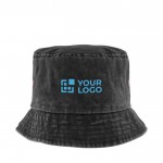 Cappello da pescatore casual in cotone con effetto lavato 260 g/m² color nero vista area di stampa