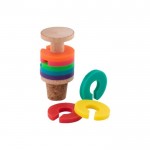 Tappo in sughero e legno con anelli identificativi colorati in silicone vista dettaglio