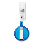 Clip porta badge per fiere colore azzurro per pubblicità