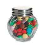 Cioccolatini promozionali tipo smarties in barattolo di vetro color multicolore