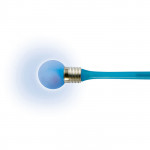 Penna pubblicitaria colorata con lampadina colore azzurro per impresa