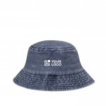 Cappello tipo bob in 100% cotone traspirante con effetto lavato vista area di stampa