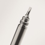 Penna multiuso in acciaio con sistema twist ed inchiostro blu color nero settima vista fotografica