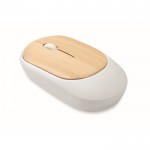 Mouse ottico wireless realizzato in ABS riciclato con tasti in bambù color bianco