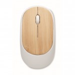 Mouse ottico wireless realizzato in ABS riciclato con tasti in bambù color bianco seconda vista