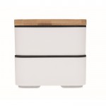 Lunch box doppio scomparto da 400ml con posate in PP riciclato e bambù color bianco settima vista