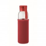 Borraccia in vetro riciclato con custodia in neoprene da 500 ml color rosso