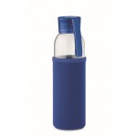 Borraccia in vetro riciclato con custodia in neoprene da 500 ml color blu reale