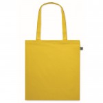 Shopper dai manici lunghi in cotone colorato Fairtrade 140 g/m2 color giallo seconda vista