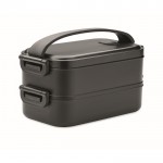 Lunch box doppio scomparto in PP riciclato e coperchio ermetico 1600ml color nero
