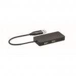 Hub USB in alluminio con 3 porte e cavetto lungo 20 cm color nero