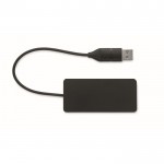 Hub USB in alluminio con 3 porte e cavetto lungo 20 cm color nero seconda vista