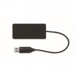 Hub USB in alluminio con 3 porte e cavetto lungo 20 cm color nero terza vista