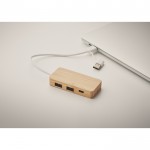 Hub USB in bambù con 3 porte e cavetto lungo 20 cm color legno quinta vista fotografica