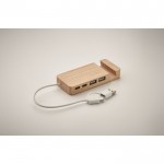 Hub USB in bambù con 3 porte e cavetto lungo 20 cm color legno quinta vista fotografica