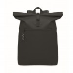 Zaino in poliestere 600D con chiusura roll-top e tasca per pc da 15'' color nero