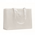 Shopper in TNT RPET da 80 gr/m² con manici lunghi e soffietto color bianco