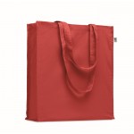 Borsa con manici lunghi e soffietto in cotone organico colorato 220g/m² color rosso