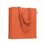 Borsa con manici lunghi e soffietto in cotone organico colorato 220g/m² color arancione
