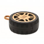 Mini cassa wireless a forma di pneumatico in bambù e ABS riciclato 3W color legno seconda vista principale