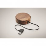 Caricabatterie wireless rotondo in legno di acacia da 15W color legno quarta vista fotografica