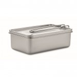 Lunch box in acciaio inox con manico estraibile da 750ml color argento