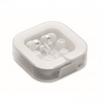 Auricolari con isolamento acustico in scatola con supporto per telefono color bianco seconda vista