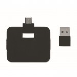 Hub USB con 4 porte USB e uscite tipo A e tipo C color nero seconda vista