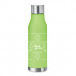 Bottiglia promozionale con finitura in gomma color verde con logo