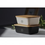 Lunch box promozionali con coperchio in bambú colore nero vista ambiente
