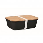 Lunch box promozionali con coperchio in bambú colore nero seconda vista