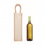 Shopper in tela per vino con logo colore beige terza vista